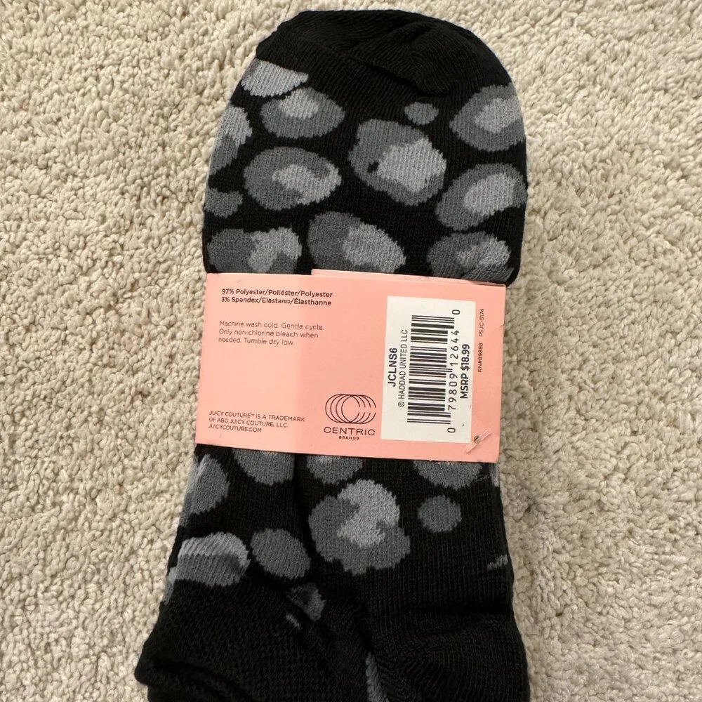 Juicy Couture 6‎ pack Socks Multipack Women's, Shoe Size 4-10 Black White